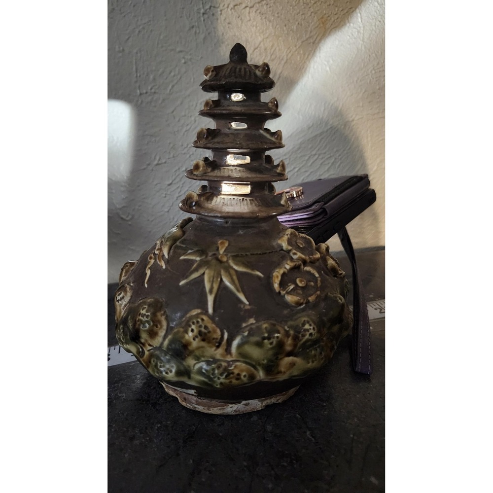 Vintage Asian Pagoda‎ Temple Ceramic Incense Burner Tabletop Lantern
